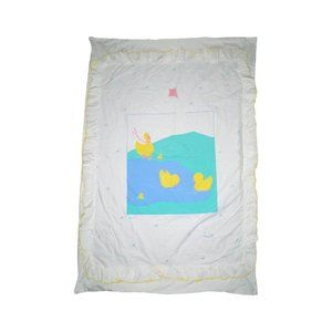 Rare Vintage Bunny Bee Crib Duvet Quilt Cover White Ducks Swimming in a Pond